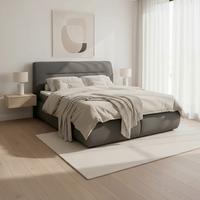 Posteľ Boxspring s topperom Bella, 180x200 - čierna/sivá, Modern, drevo/textil (180/200cm) - Bessagi Home