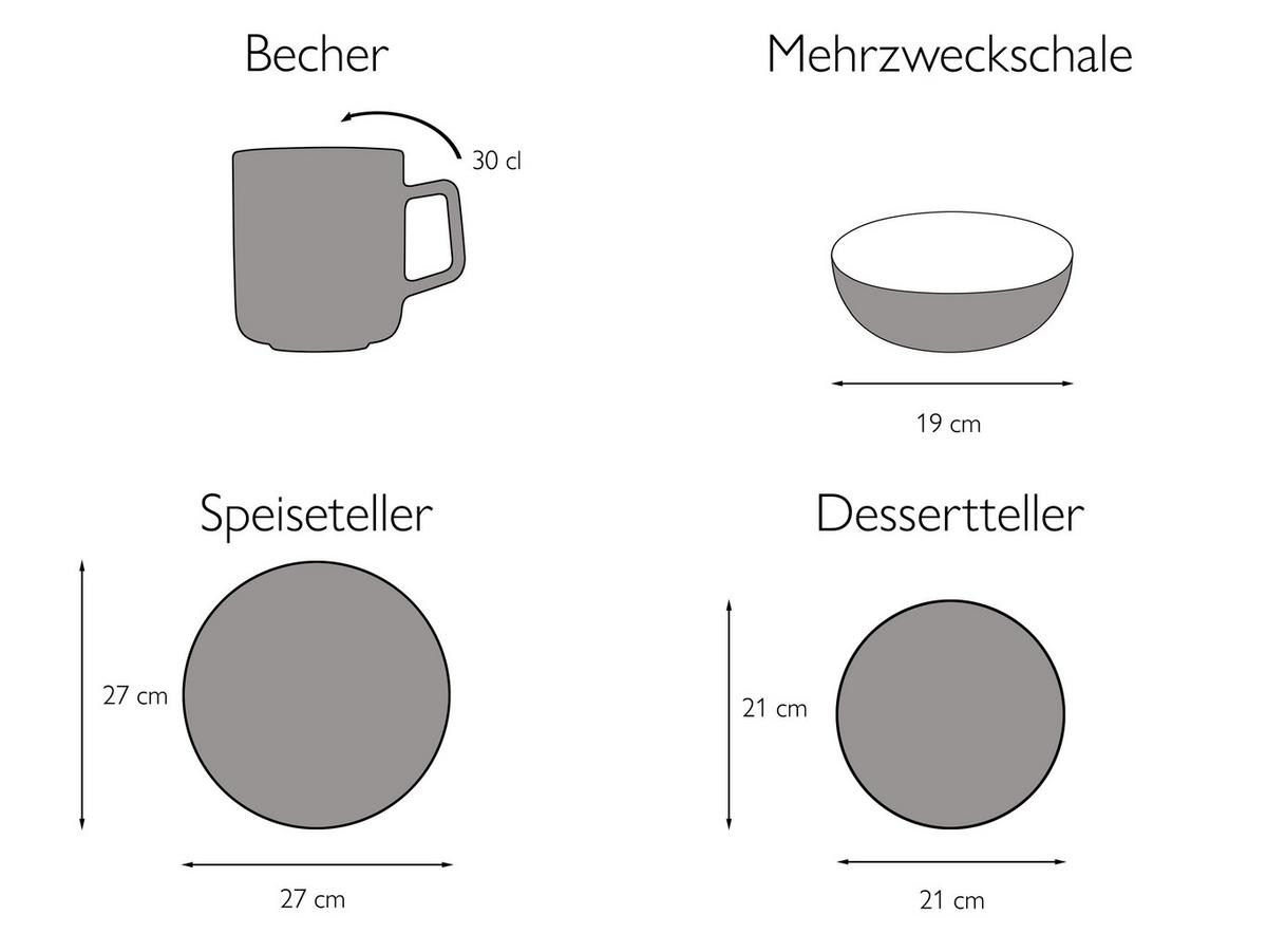 KOMBINOVANÝ SERVIS ručne maľovaný 16- dielny - viacfarebná, Konventionell, keramika - Creatable
