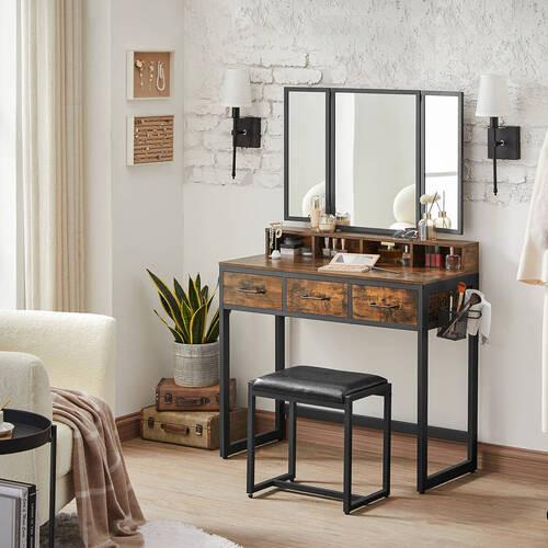 Schminktisch B: 40 Cm Braun/schwarz - Schwarz/Braun, Trend, Glas/Holzwerkstoff (90/40/141cm) - Boxxx