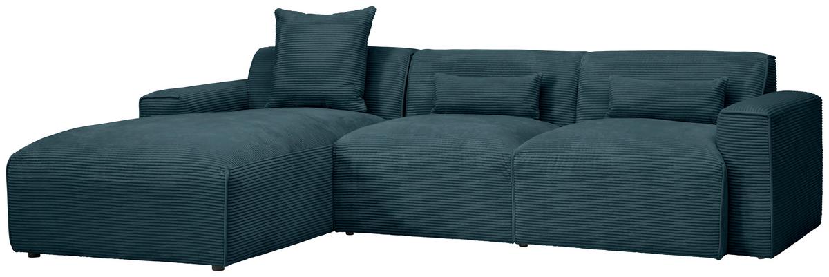 Ecksofa Pearl - Petrol/Schwarz, Design, Textil (196/303cm) - Livetastic