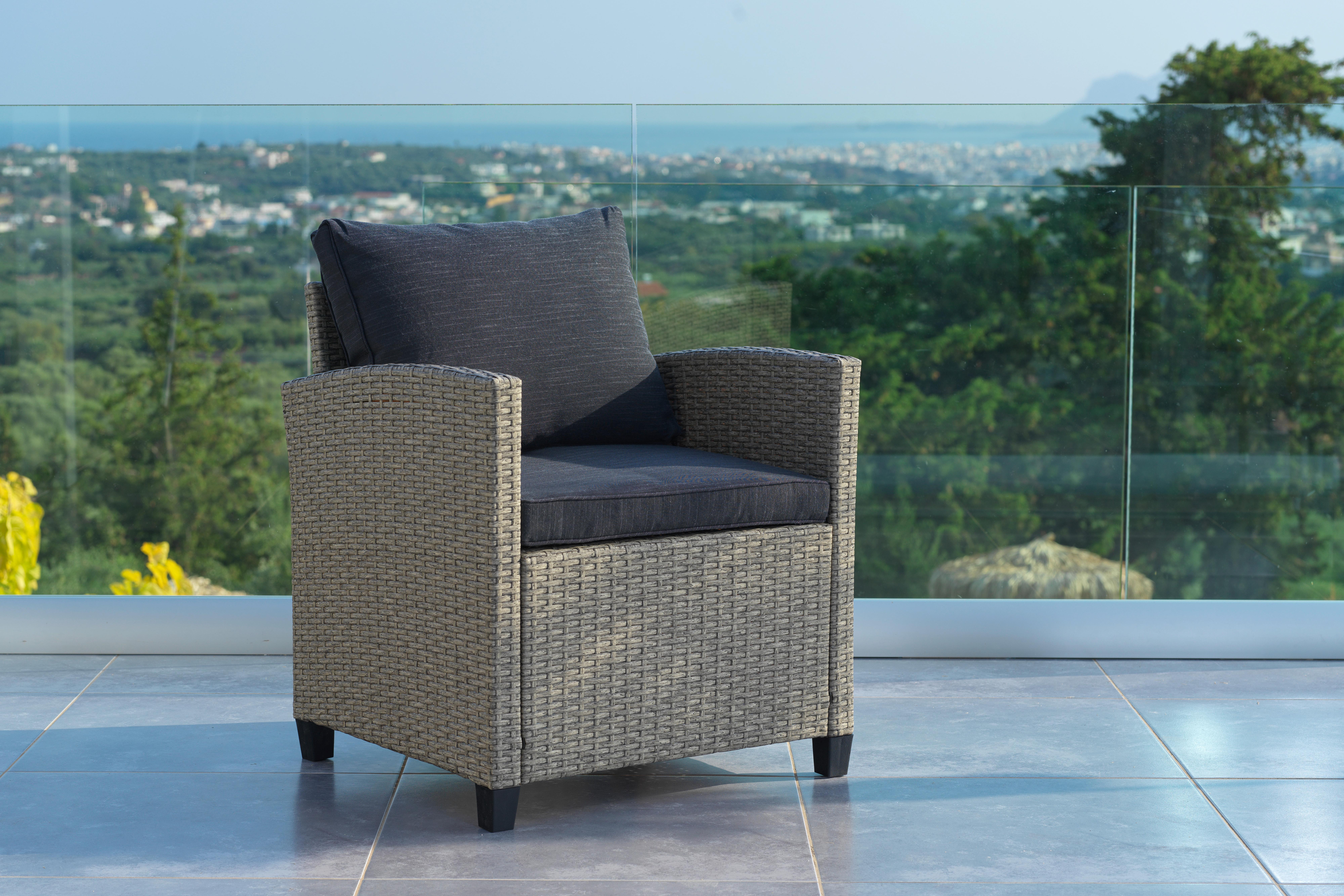 Gartensessel Vipora Metall/Kunststoff/Textil - Schwarz/Braun, MODERN, Kunststoff/Textil (65/67/73cm) - Ondega