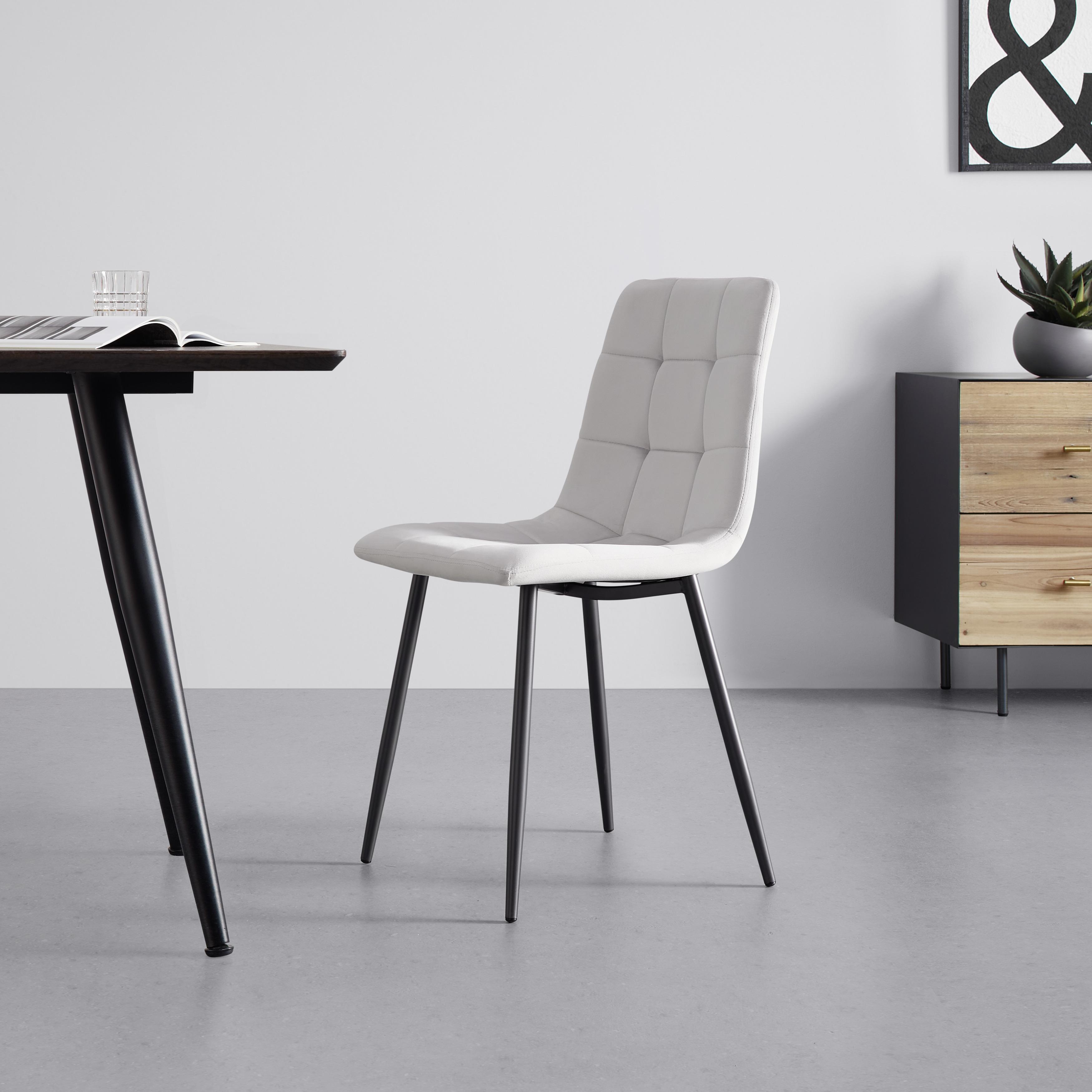 Jídelní Židle Ria Světle Šedá - černá/světle šedá, Moderní, kov/textil (43,5/87/54cm) - Bessagi Home