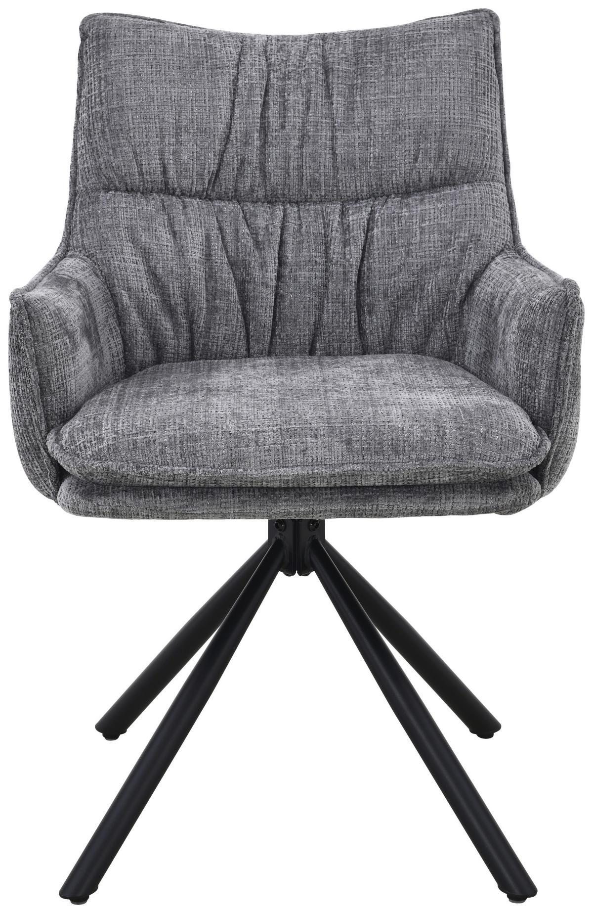 Armlehnstuhl Aria Grau/Schwarz B: 57 cm - Schwarz/Grau, MODERN, Holz/Textil (57/90/67cm) - Livetastic