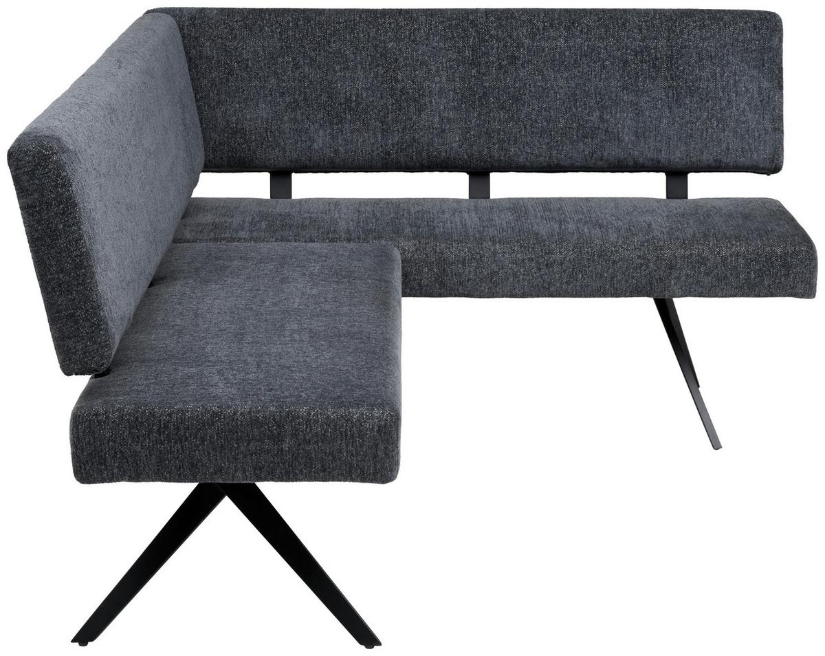 Eckbank Chios Leinenoptik Grau, S: 150x190cm - Dunkelgrau/Schwarz, KONVENTIONELL, Textil/Metall (150/190cm) - MID.YOU