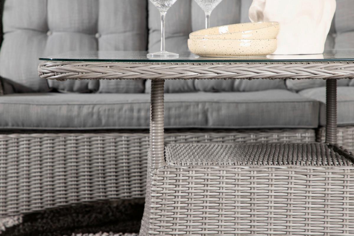 Loungegarnitur Washington - Grau, KONVENTIONELL, Kunststoff/Textil - Gardenson