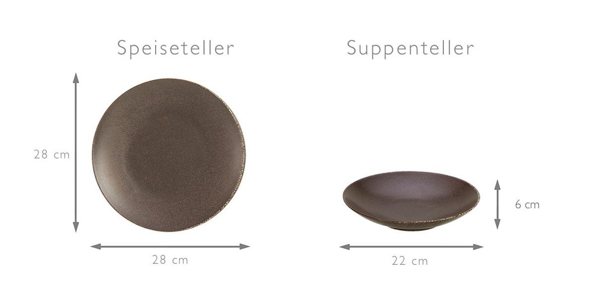 Kombiservice Rusty Schwarz 4 Personen Geschirr Set - Schwarz, Basics, Keramik (30/32/33cm) - Creatable