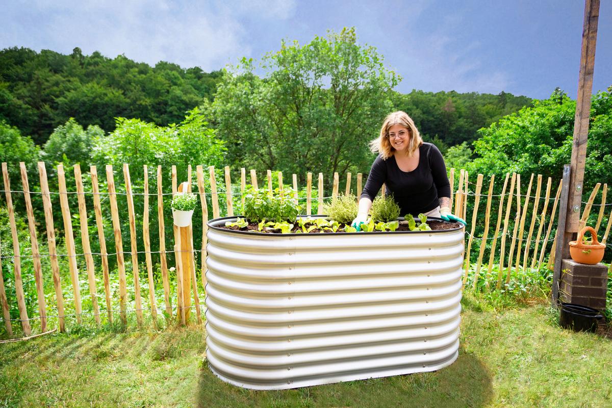 Hochbeet Metall Hochbeet Oval 160 Cm - Silberfarben, Basics, Metall (160/82/80cm)