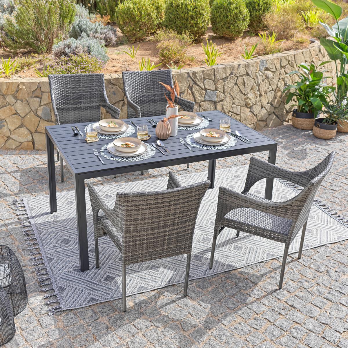 Gartensessel Stapelbar Pia Stall / Kunststoff - Grau, MODERN, Kunststoff/Metall (58/85/65cm) - Beldano