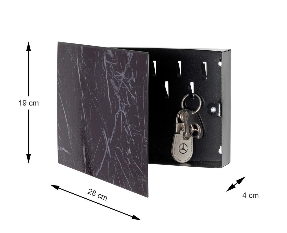 SCHLÜSSELKASTEN Merry Schwarz B: 28 cm - Schwarz, Trend, Metall (28/19/4cm)