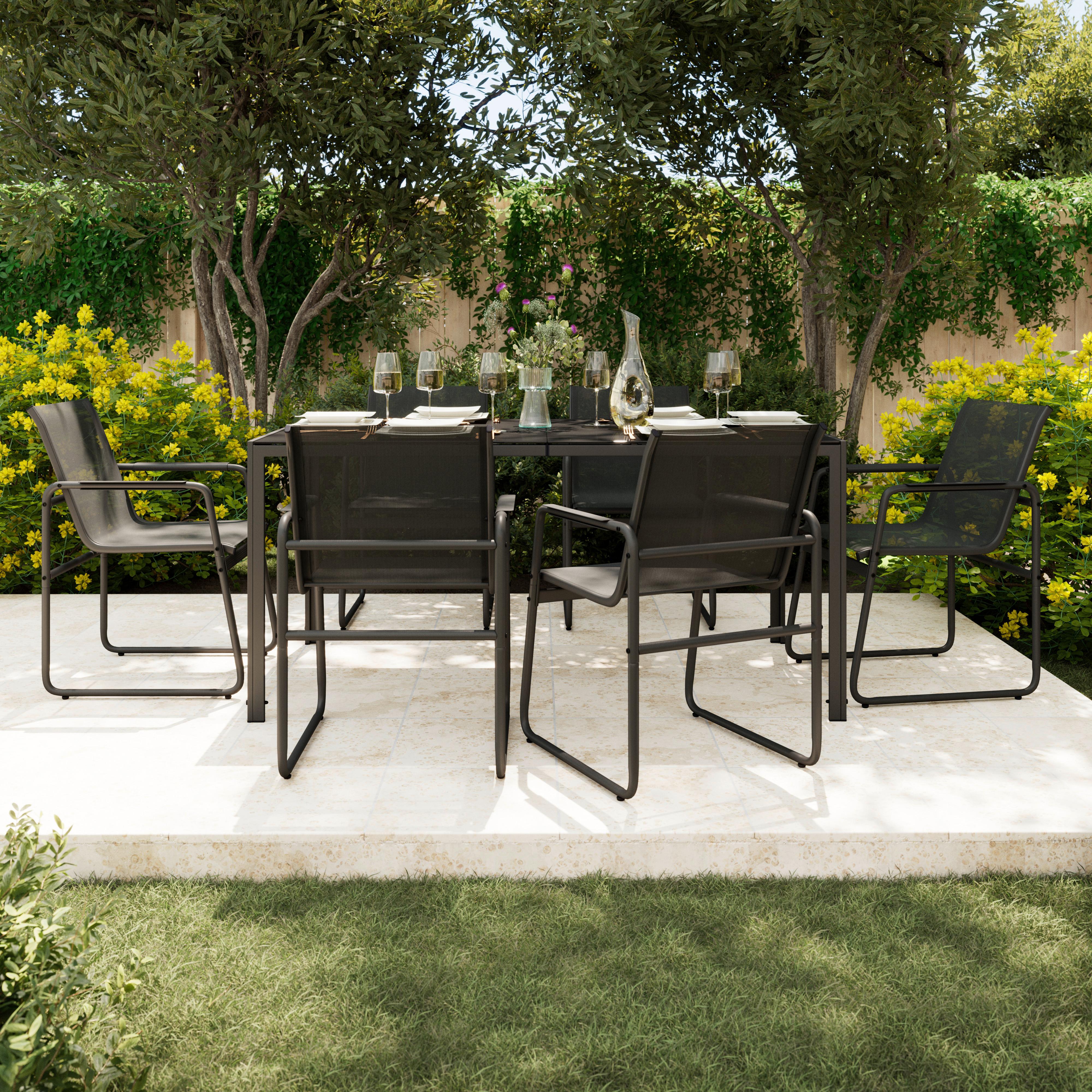 Kovová zahradní sestava Tanja - šedá/tmavě šedá, Basics, kov/textil (160/90/75cm) - Based