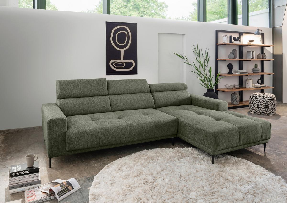 Ecksofa Intera Dunkelgrün S: 276x188 Cm - Dunkelgrün/Schwarz, KONVENTIONELL, Textil (276/188cm) - Livetastic