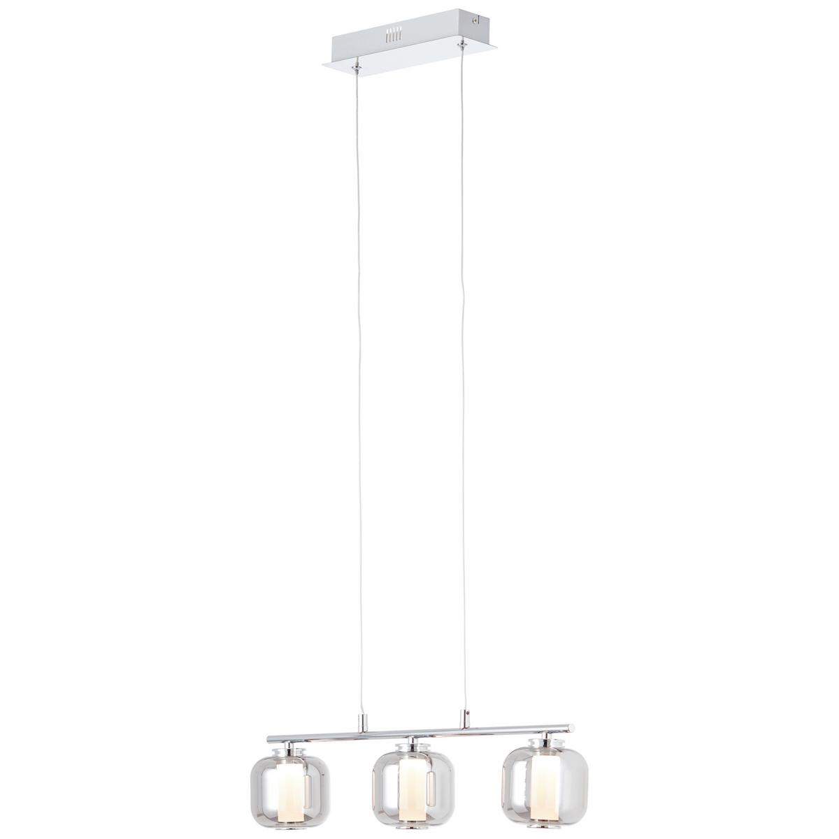 LED-Hängeleuchte Rafa H: 131 cm 3-Flammig - Chromfarben/Grau, Design, Glas/Kunststoff (56,5/11/131cm) - Brilliant