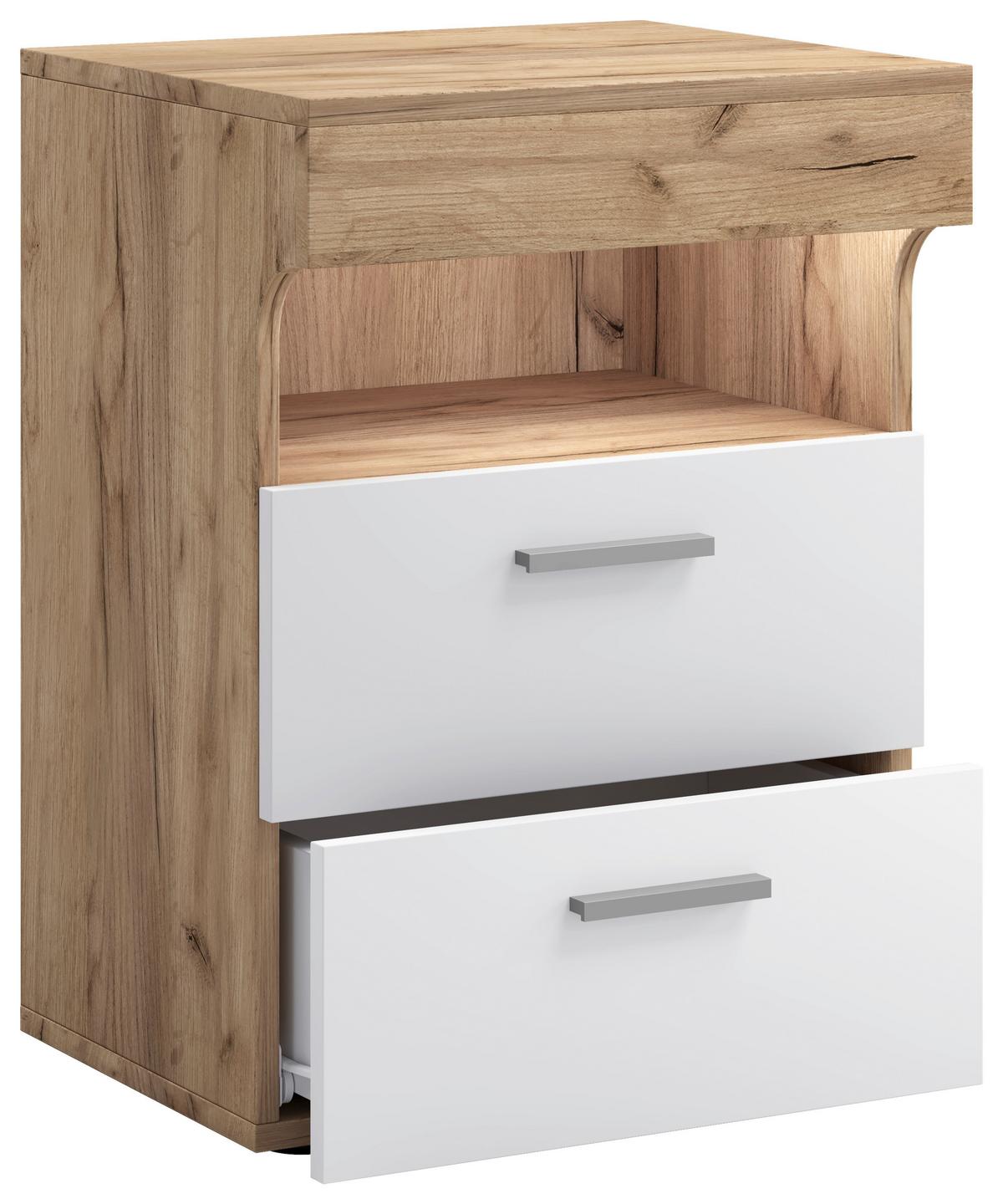 Nachtkästchen Slepal L Honigeiche/Weiss - Honigeiche/Schwarz, MODERN, Holzwerkstoff (45/61/39cm) - MID.YOU