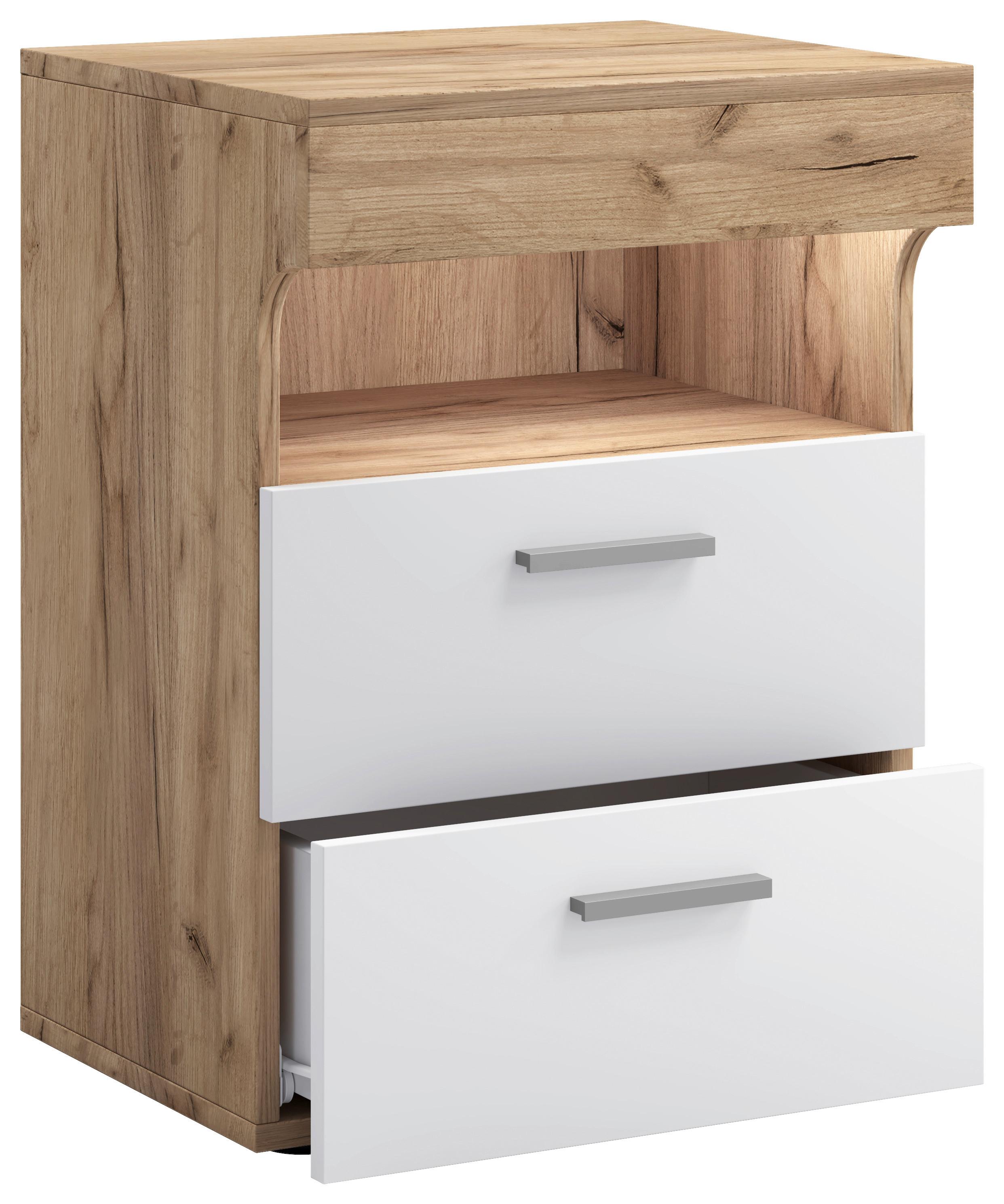 Nachtkästchen Slepal L Honigeiche/Weiss