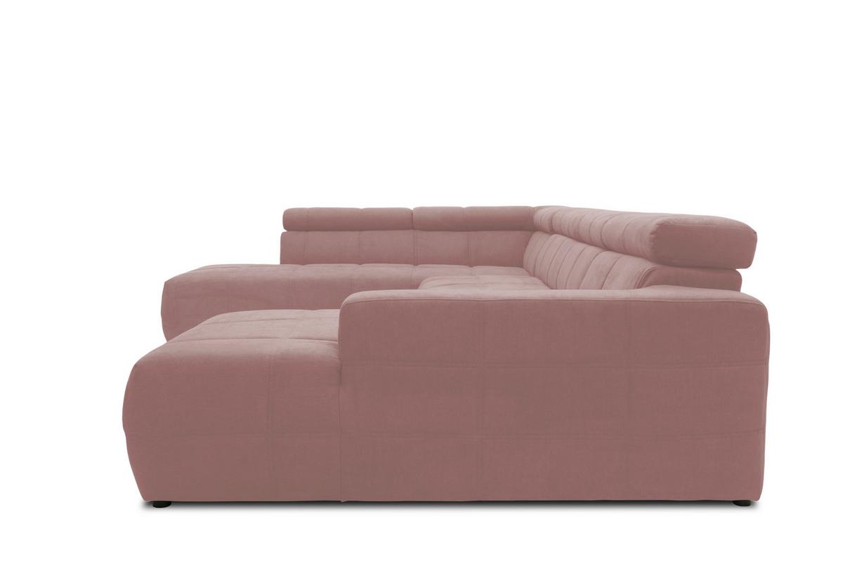 Wohnlandschaft Brandon Mit Kopfteilverstellung Pink - Schwarz/Rosa, Design, Textil (228/359/175cm) - MID.YOU