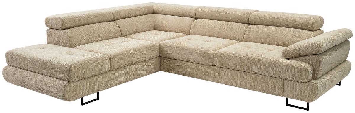 Sedacia súprava LINNA, ľavá, svetlozelená - čierna/svetlozelená, Modern, kov/textil (225/270cm)