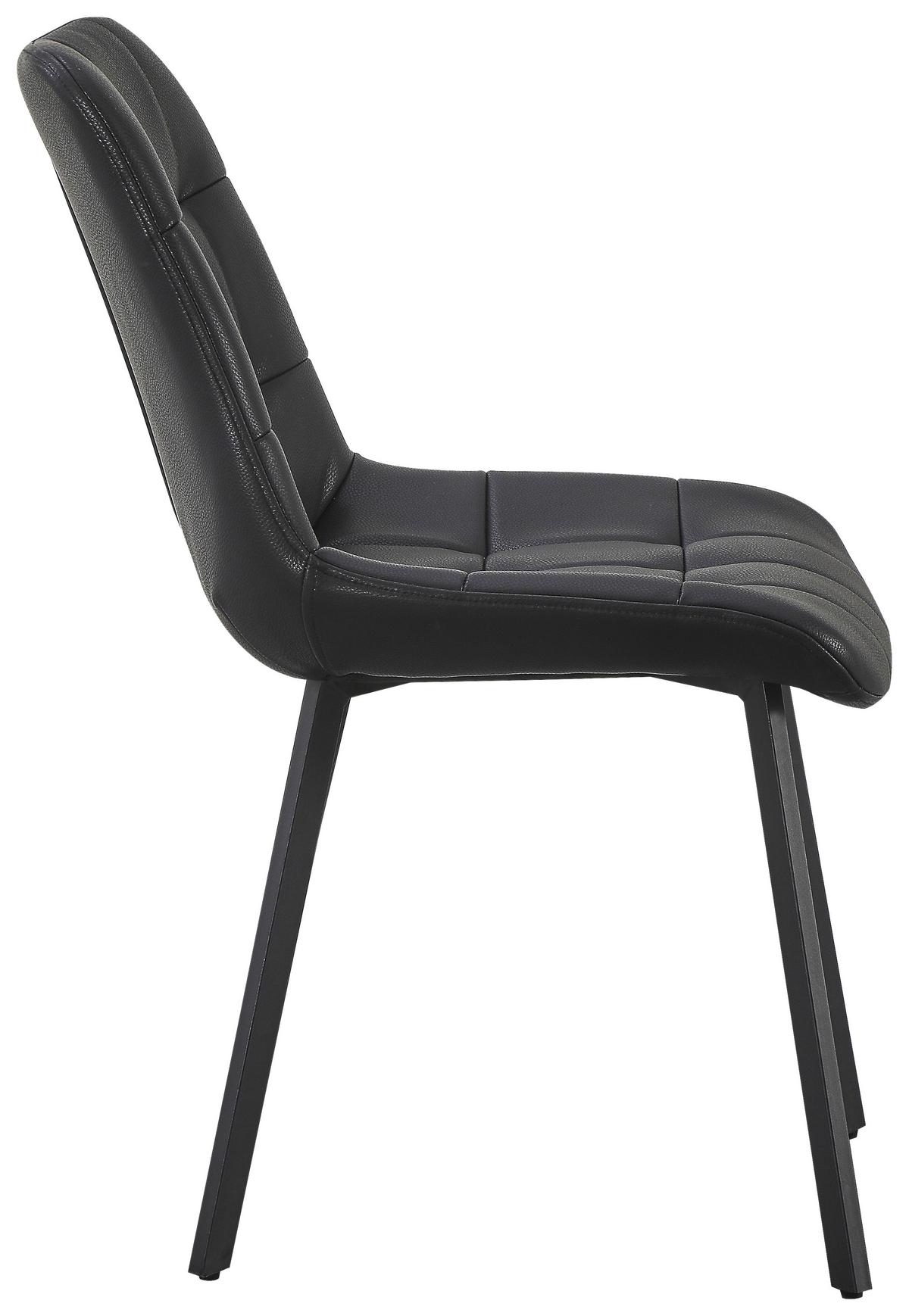 Vierfußstuhl Neva Schwarz B: 51 cm - Schwarz, MODERN, Leder/Metall (51/88/62cm) - Livetastic