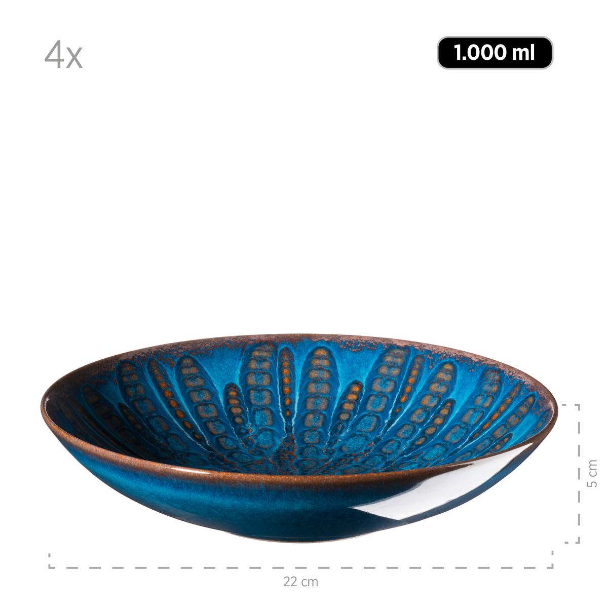 Tafelservice Aus Steinzeug 4 Personen Geschirr Set - Blau, Basics, Keramik - Mäser