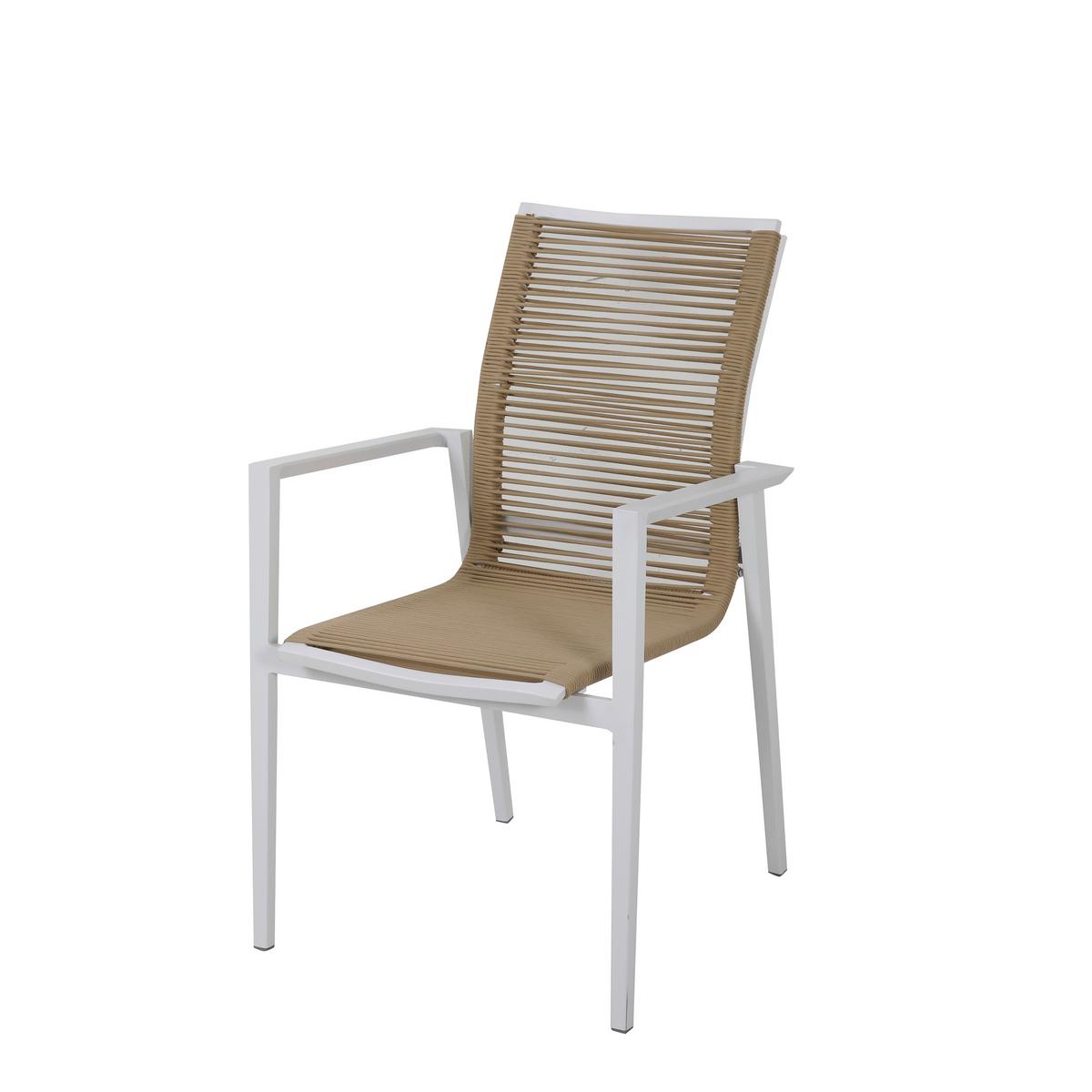 Gartenset Zora 5tlg - Weiß/Teakfarben, MODERN, Metall (160/90/74cm) - Ambia Garden
