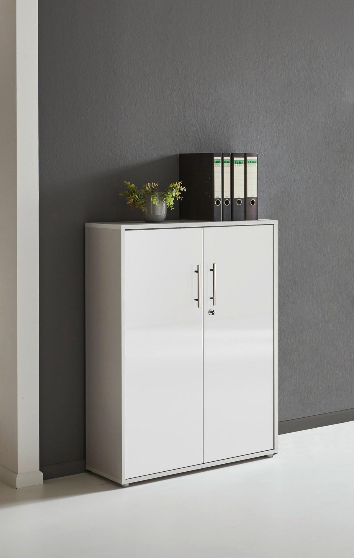 Büro Office Edition Grau/weiß Hochglanz - Weiß Hochglanz/Grau, MODERN, Holzwerkstoff/Metall - MID.YOU