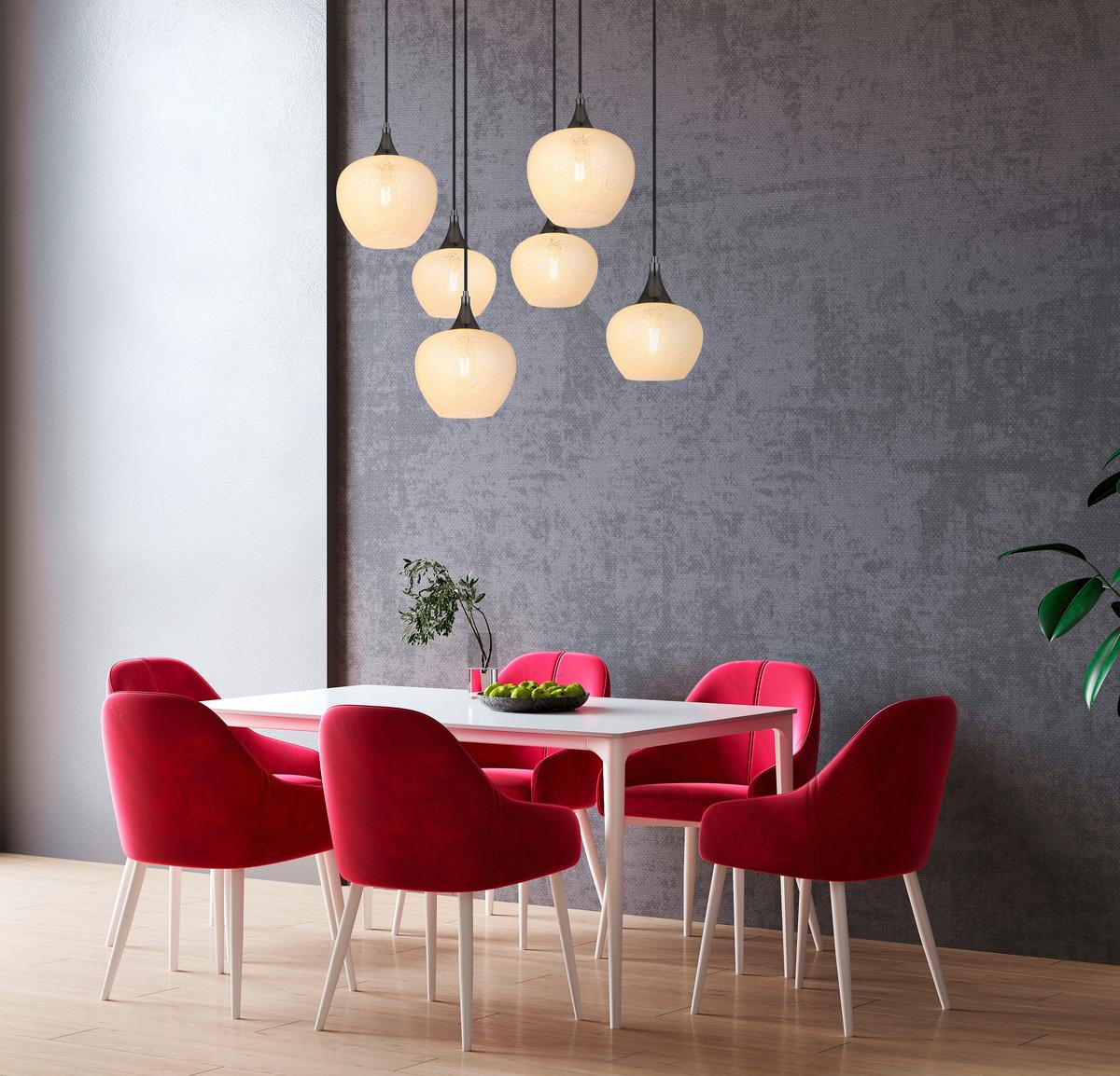 HÄNGELEUCHTE Exkl. 6xE27 40W - Klar/Schwarz, KONVENTIONELL, Glas/Metall (86/42/120cm) - Globo