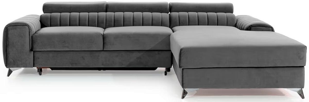 Ecksofa Grayson Grau S: 278x205 cm - Silberfarben/Grau, Design, Textil (278/205cm) - MID.YOU