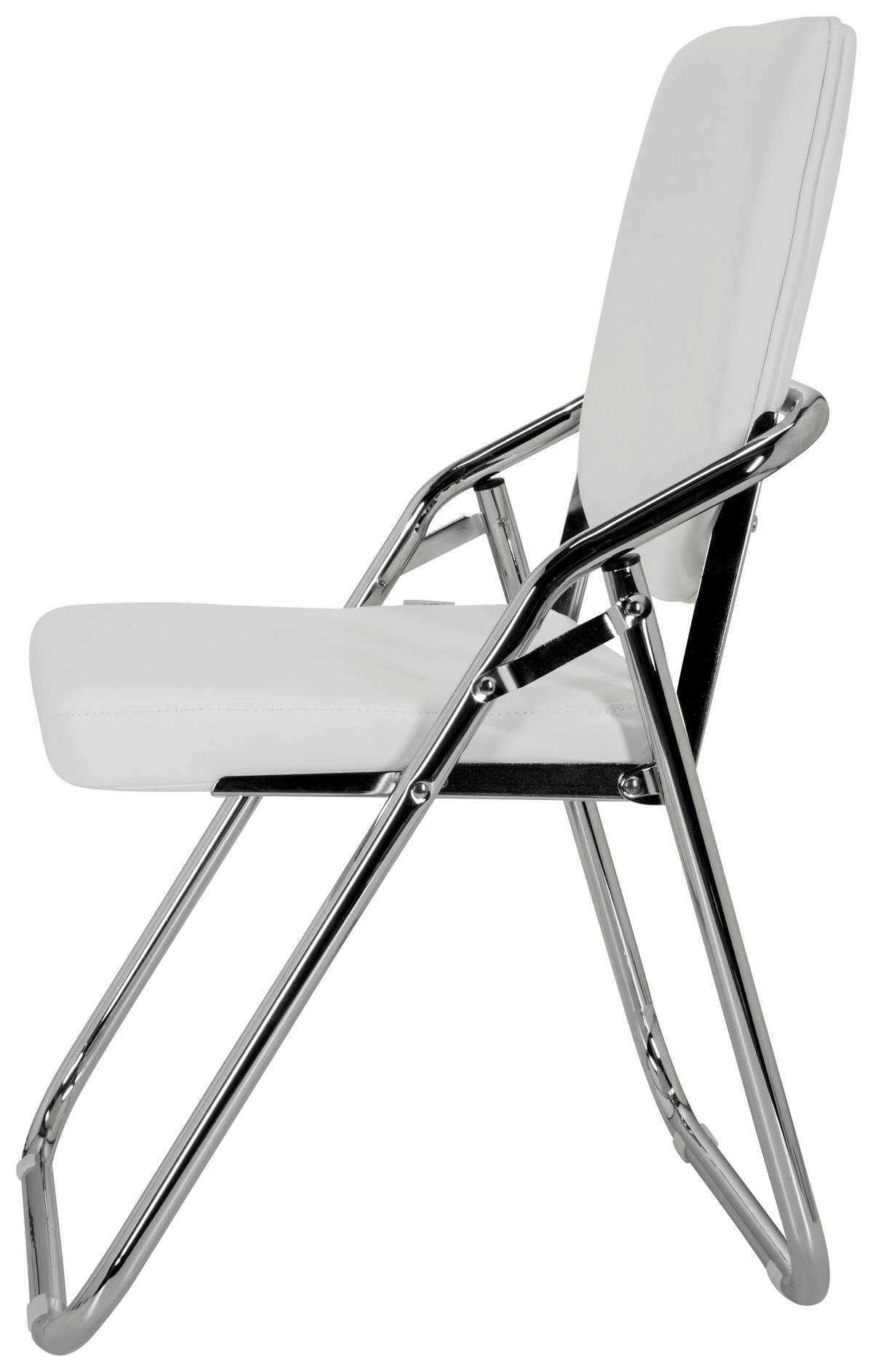 Besucherstuhl Esto Weiß Klappbar - Chromfarben/Weiß, Basics, Textil/Metall (46/90/40cm) - MID.YOU