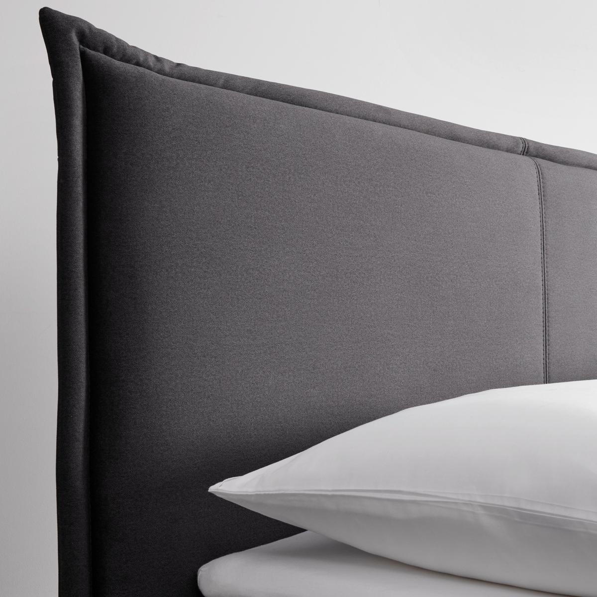 Manželská boxspring postel RINA, 180x200, šedá - šedá/přírodní barvy, Moderní, dřevo/textil (180/200cm)