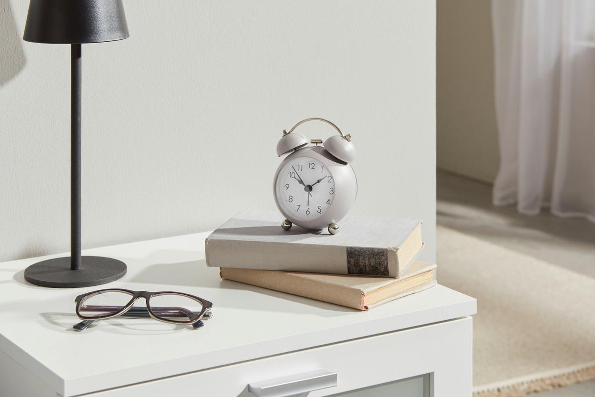 Wecker Alexi - Schwarz/Grau, Design, Glas/Papier (9,1/6,8/13cm) - Luca Bessoni