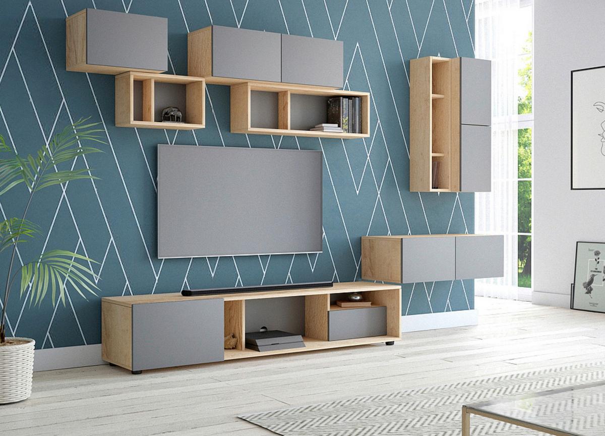 Hängeschrank Set Barcelona B: 40 cm Graphit-/Eichefarben - Eichefarben/Graphitfarben, Design, Holzwerkstoff/Kunststoff (80/25/18-26,8cm) - MID.YOU