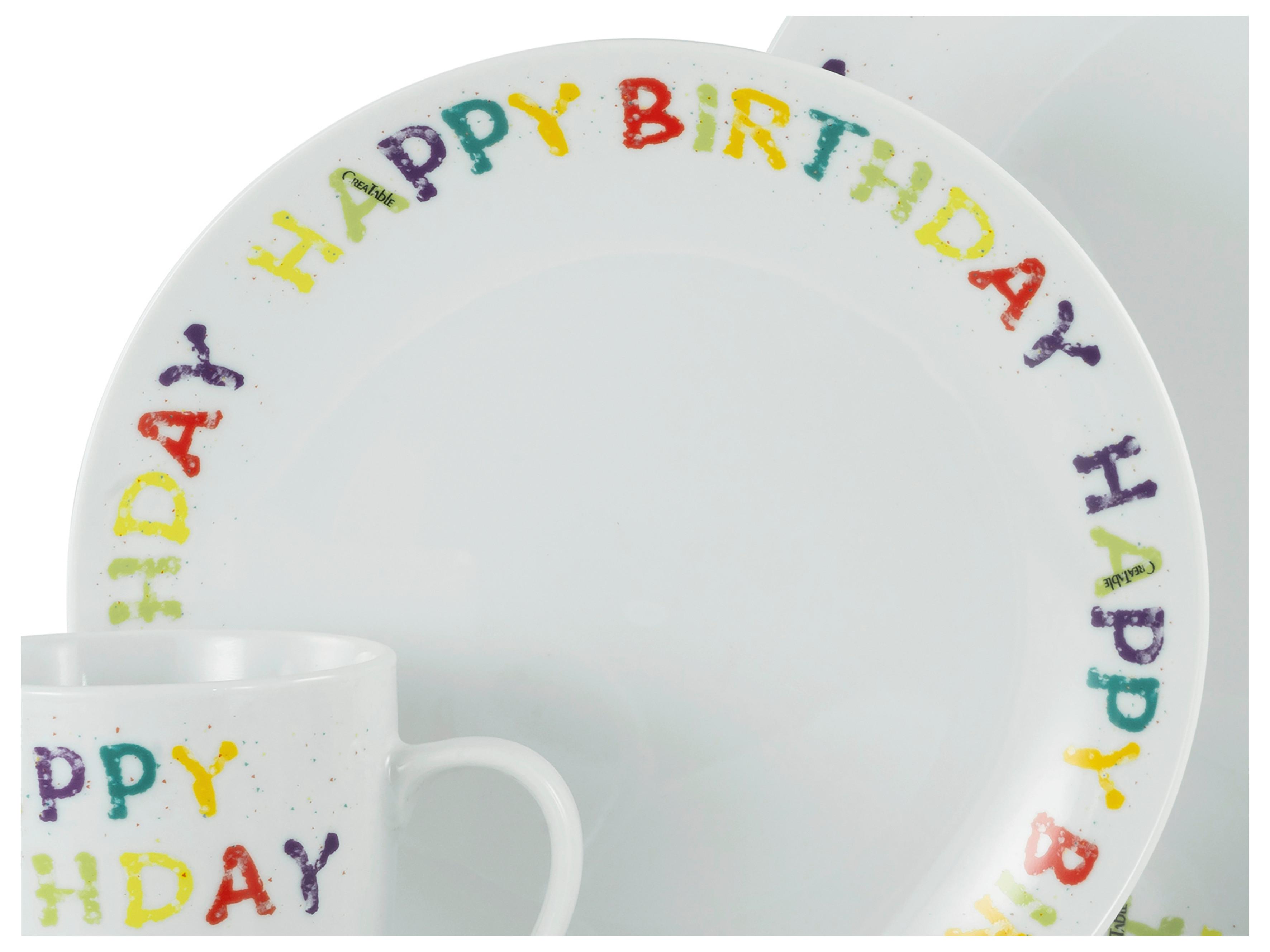 Frühstücksservice Happy Birthday Multicolor - Multicolor, Basics, Keramik - Creatable