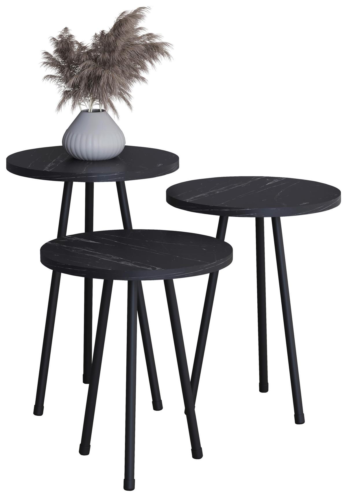 Beistelltischset Mirola Schwarz D: 35 Cm - Schwarz, Design, Holzwerkstoff (35/51.8/35cm) - MID.YOU