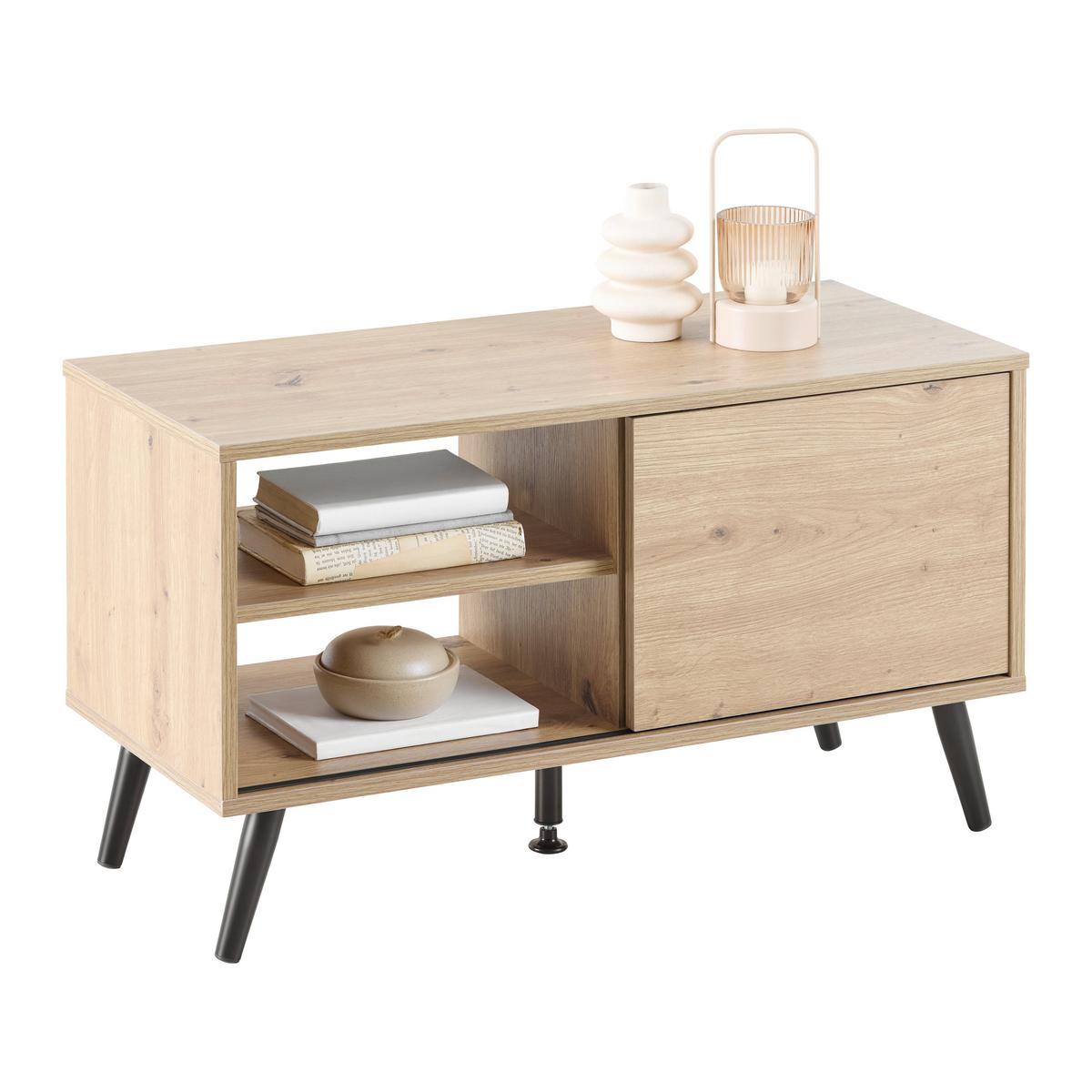 TV STOLÍK MOVE - čierna/dub artisan, Modern, kov/kompozitné drevo (80/46/35cm) - Based