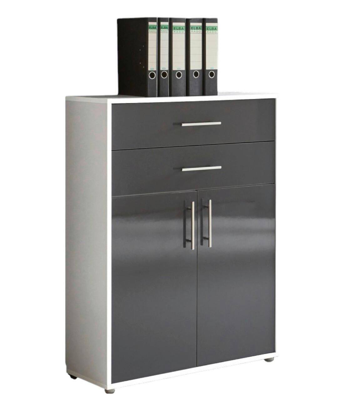 Office Edition B: 84,5 cm Weiß/Anthrazit - Anthrazit Hochglanz/Weiß, MODERN, Holzwerkstoff (84,5/114/33cm) - MID.YOU