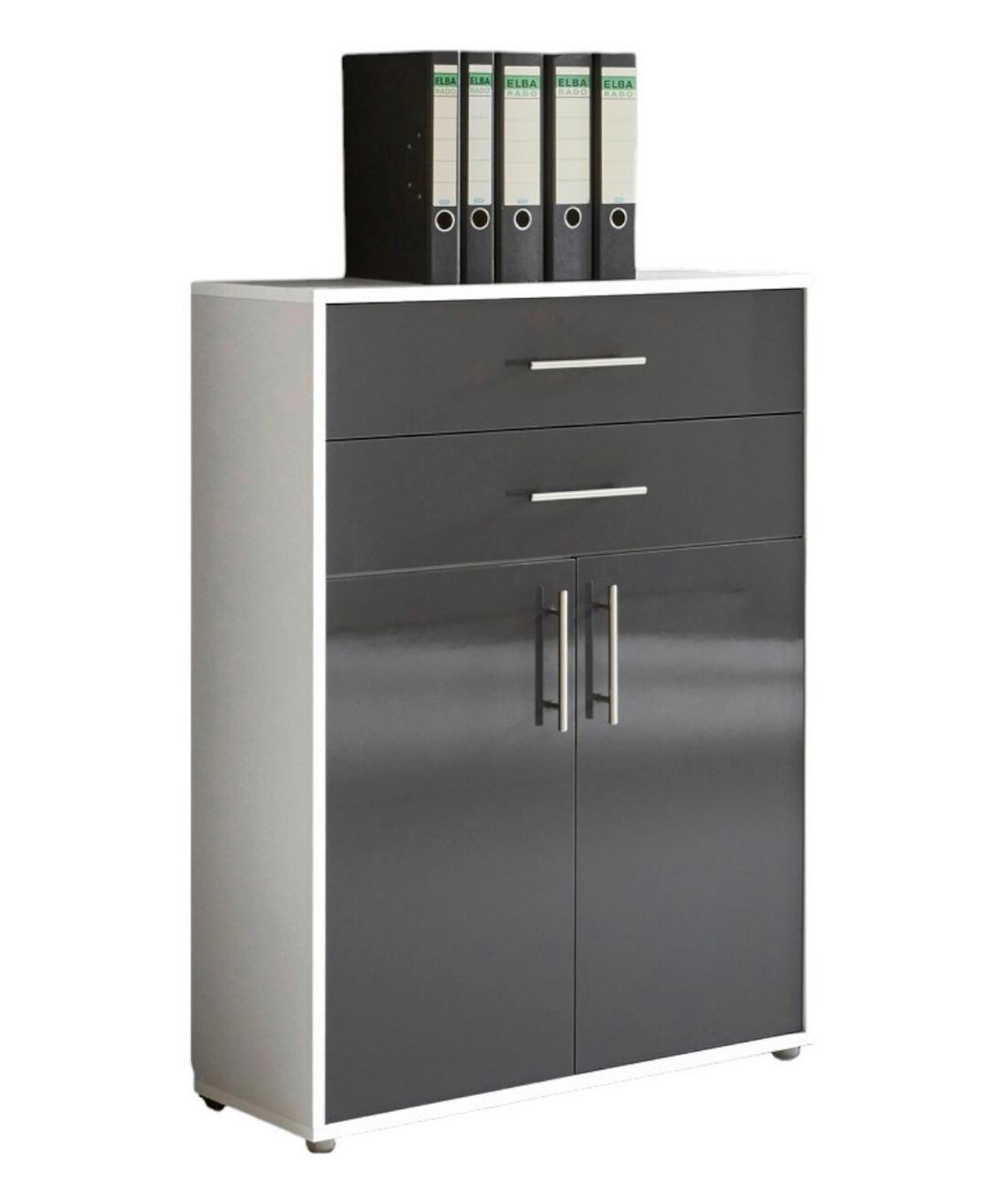 Office Edition B: 84,5 cm Weiß/Anthrazit - Anthrazit Hochglanz/Weiß, MODERN, Holzwerkstoff (84,5/114/33cm) - MID.YOU