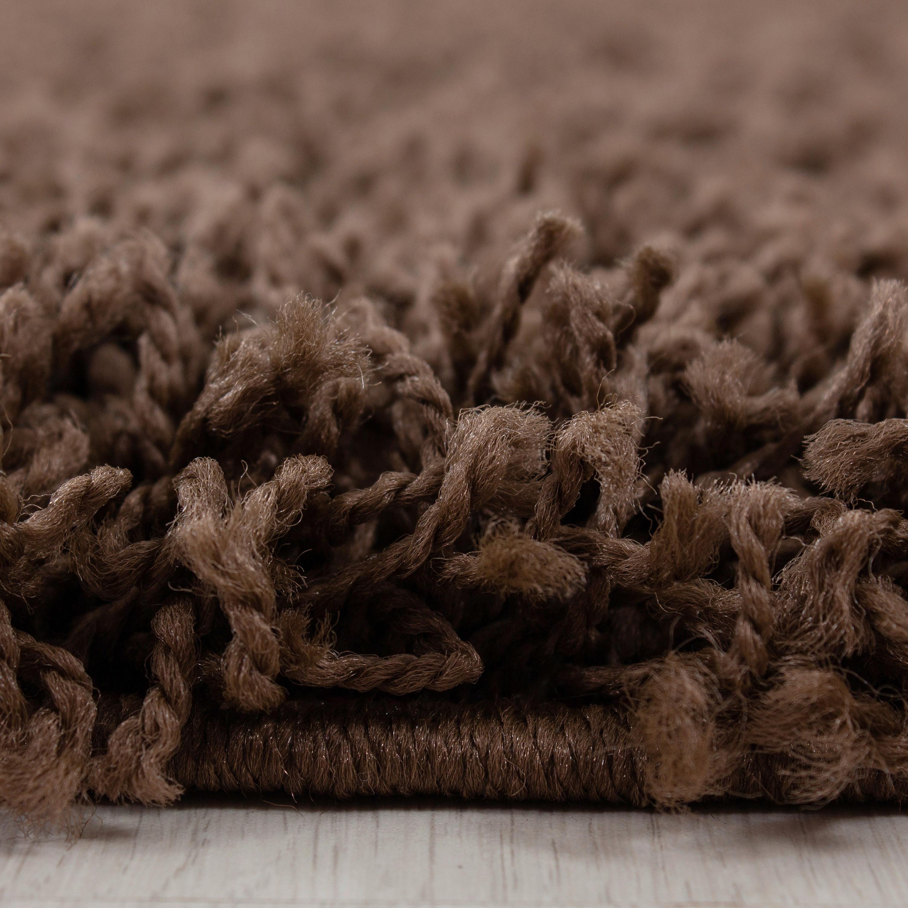 Hochflor Teppich Braun Life Rund Ø 120 Cm - Braun, KONVENTIONELL, Textil (120cm) - Novel