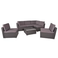 Loungegarnitur Sansibar - Silberfarben/Schwarz, Basics, Glas/Kunststoff (265/218/75cm) - Gardenson