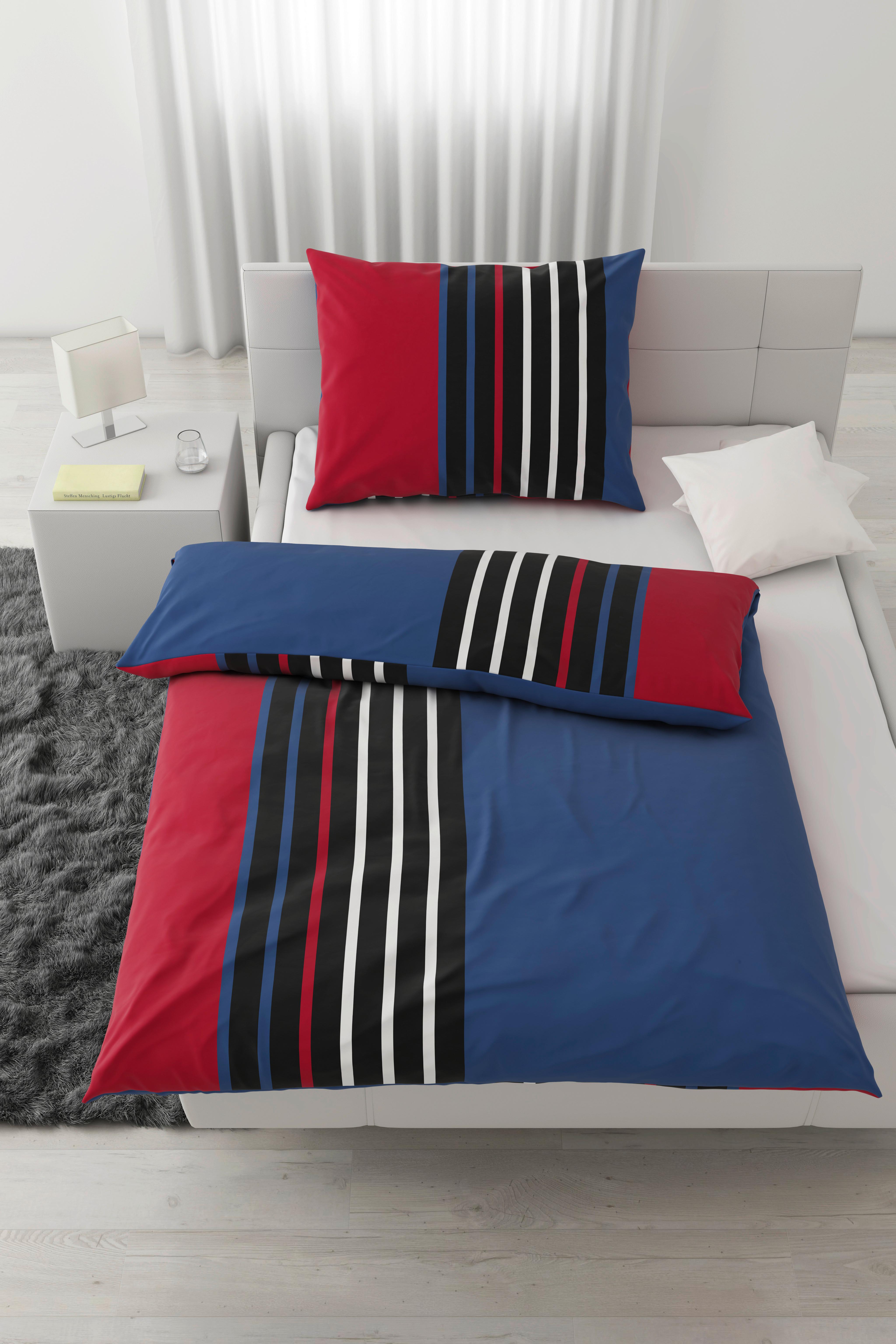POVLEČENÍ Anton, 70x90/140x200cm - modrá/červená, Konvenční, textil (140/200cm) - Modern Living