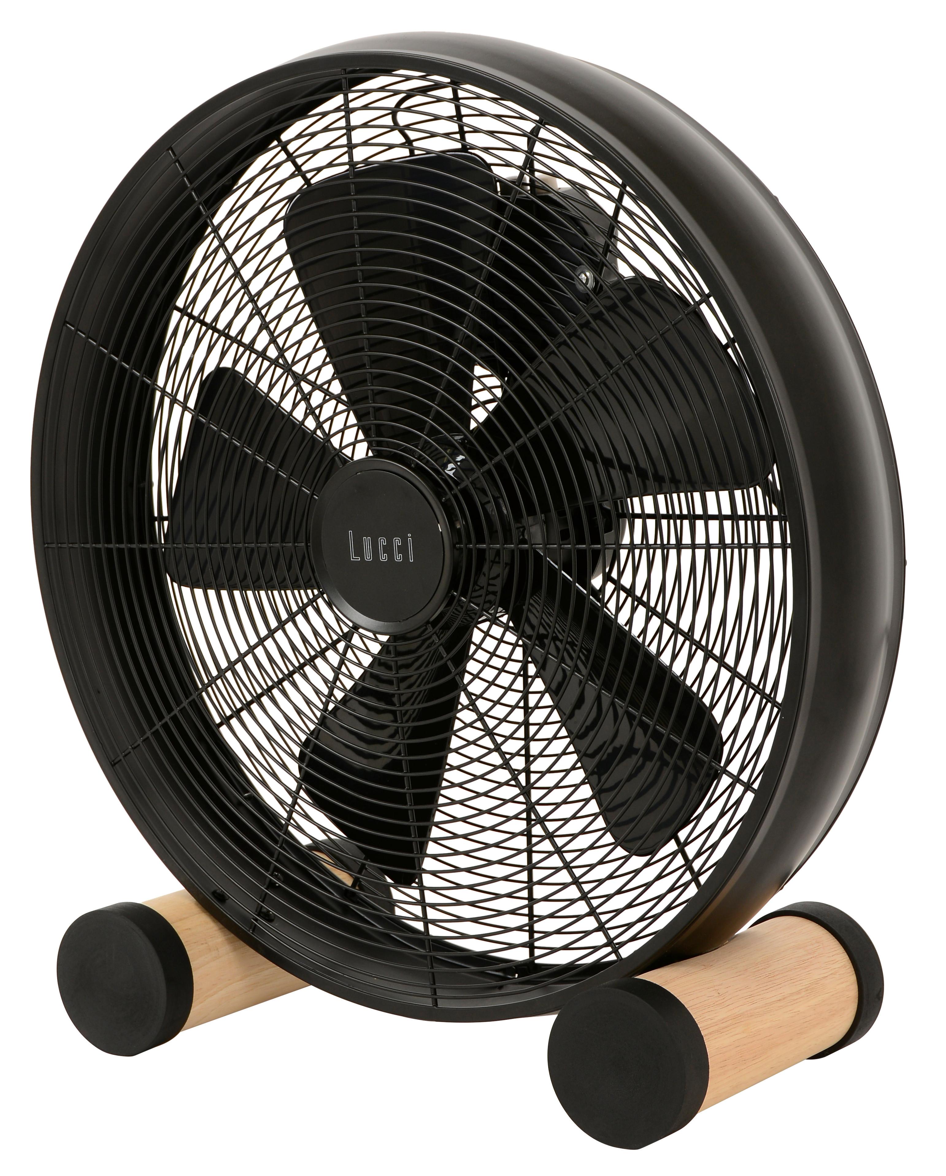 Bodenventilator 50 W Floor H: 47 cm - Schwarz/Kieferfarben, Basics, Holz/Metall (47/46/19cm)
