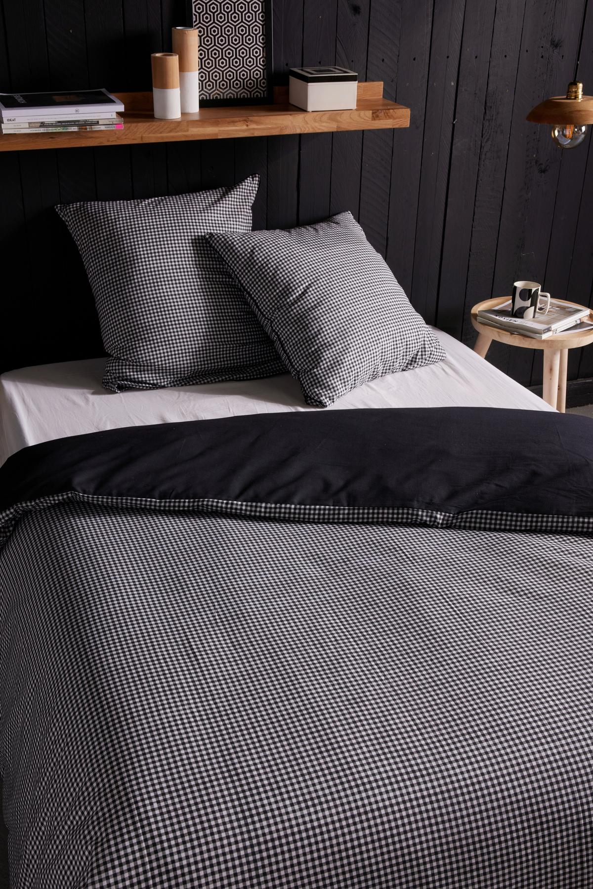 POVLEČENÍ VICHY - bílá/černá, textil (140/200cm)