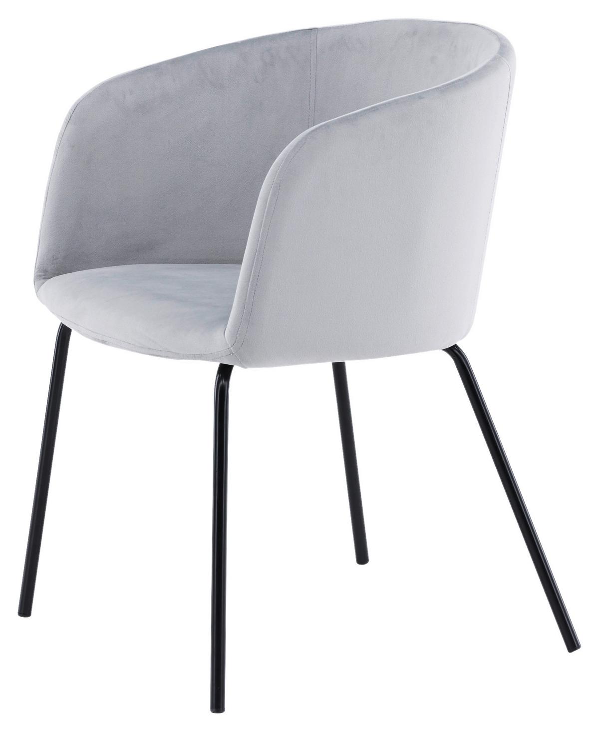 Armlehnstuhl Berit - Hellgrau/Schwarz, Design, Textil/Metall (55/78/55cm) - Livetastic