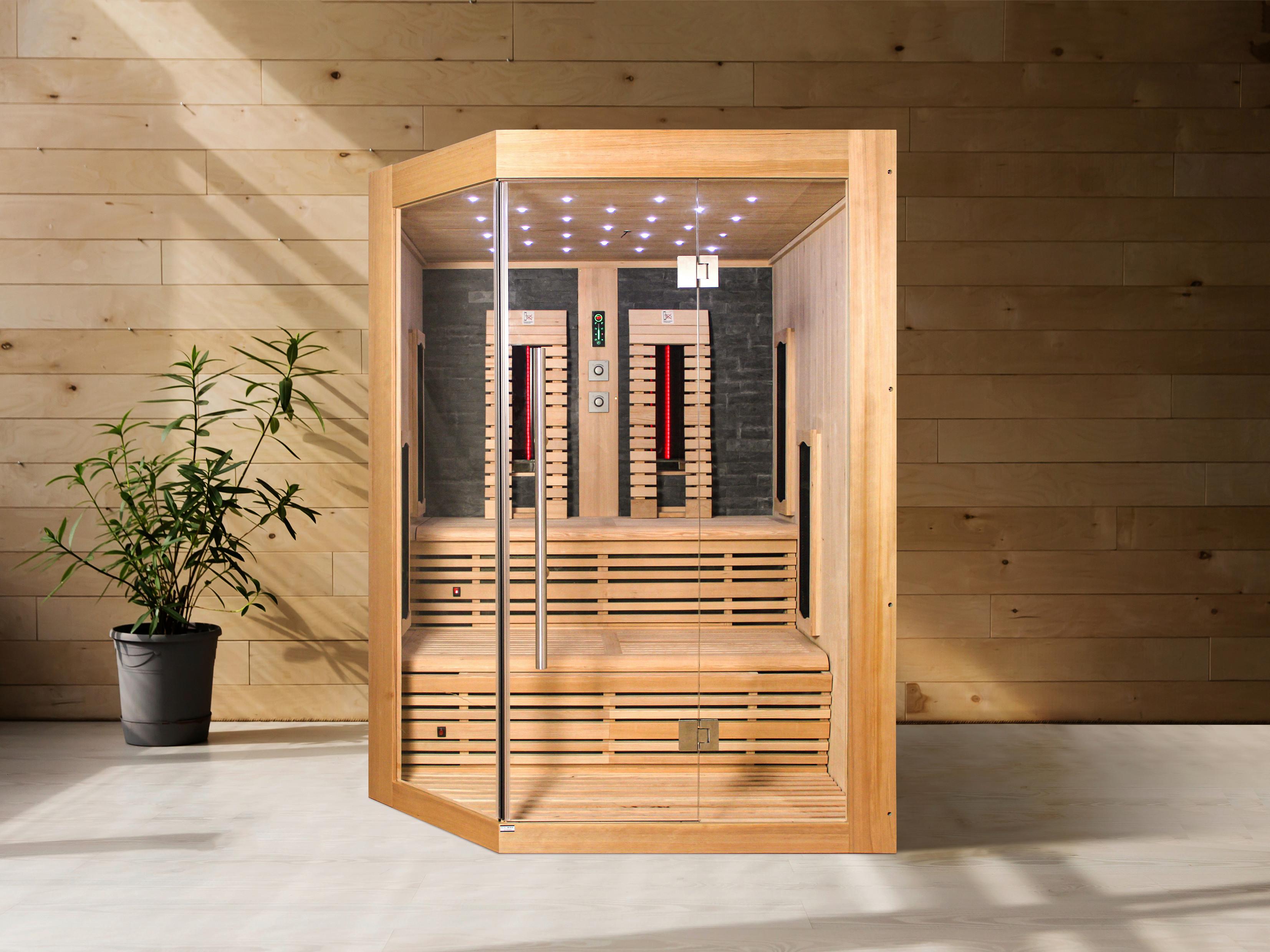 Infrarotkabine Kiruna 3-4 Personen - Naturfarben, Basics, Glas/Holz (160/210/160cm) - Sanotechnik