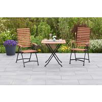 Gartentischgruppe 3tlg. Set - Graphitfarben/Naturfarben, KONVENTIONELL, Holz/Metall - Gardenson