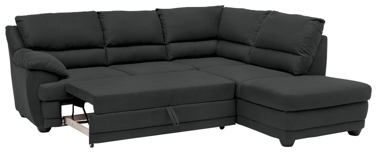 Ecksofa mit Schlaffunktion Nebolo Anthrazit S. 246x225cm - Anthrazit/Schwarz, Design, Textil (246/225cm) - Livetastic