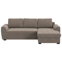 Ecksofa mit Bettfunktion Cord taupe, B: 253cm - Taupe/Schwarz, Trend, Textil (253/154cm) - MID.YOU