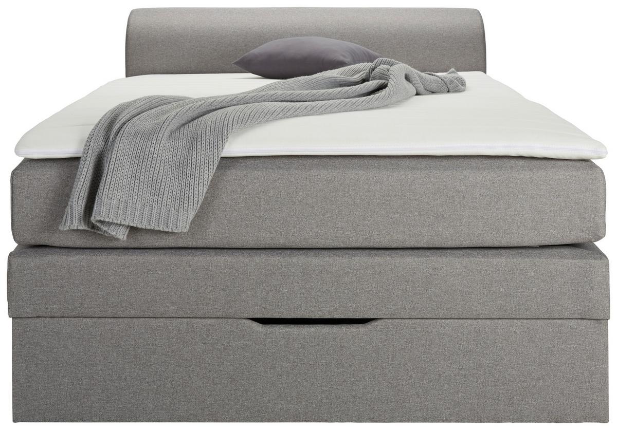 Boxspring posteľ FLEXI s úložným priestorom, 140x200 - čierna/sivá, Konventionell, textil/plast (140/200cm) - Based