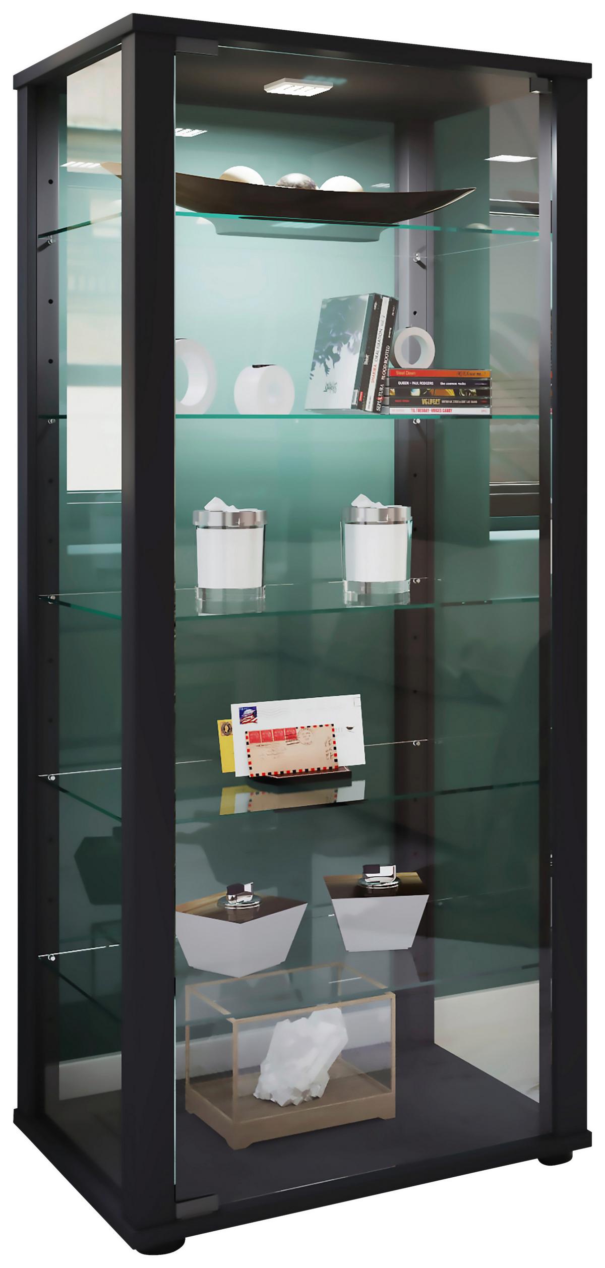 Vitrine Kavisa Schwarz B: 50 Cm - Schwarz, MODERN, Glas/Holzwerkstoff (50/114,5/38cm) - MID.YOU