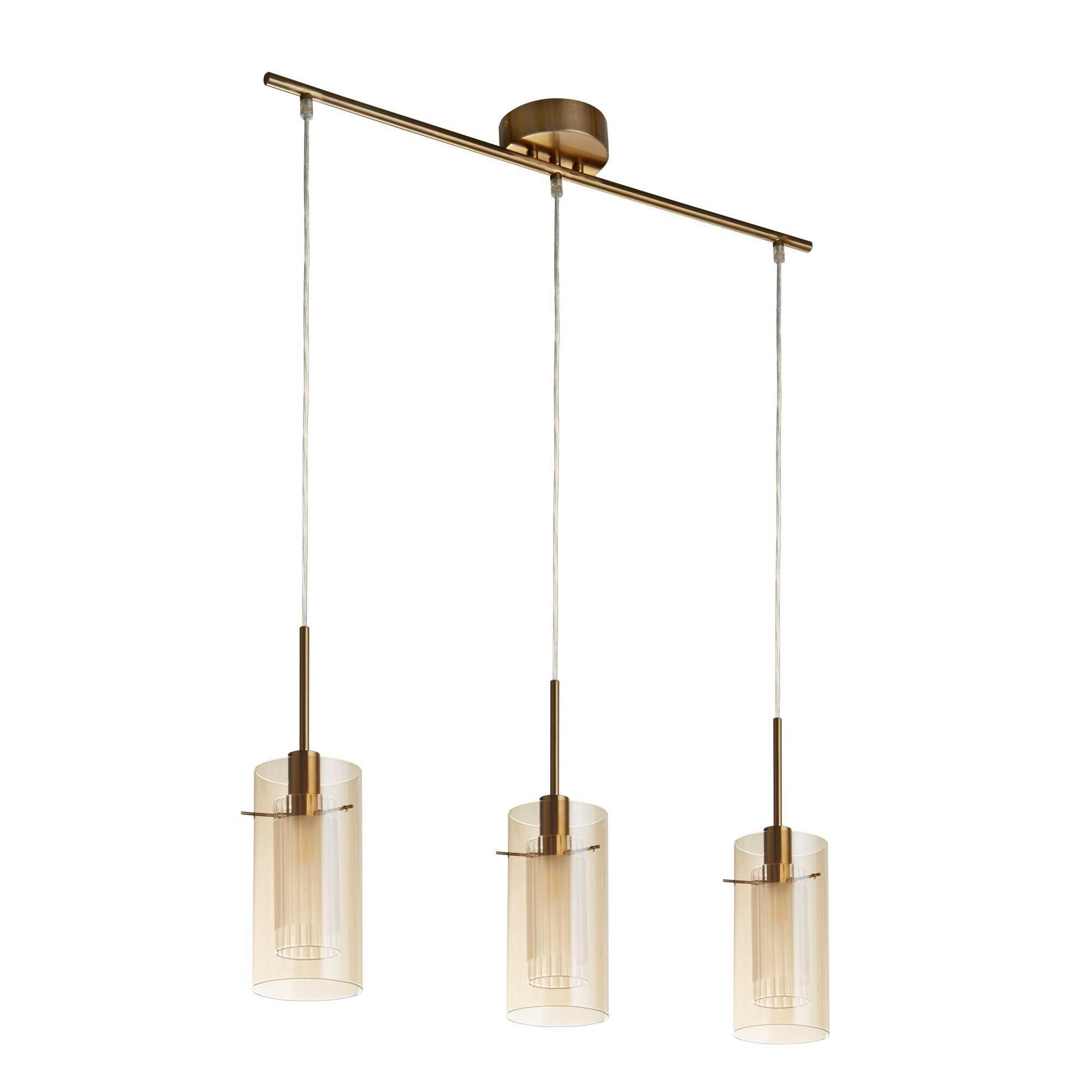 Hängeleuchte 3303-3cp - Messingfarben, Design, Glas/Metall (40/13/71cm)