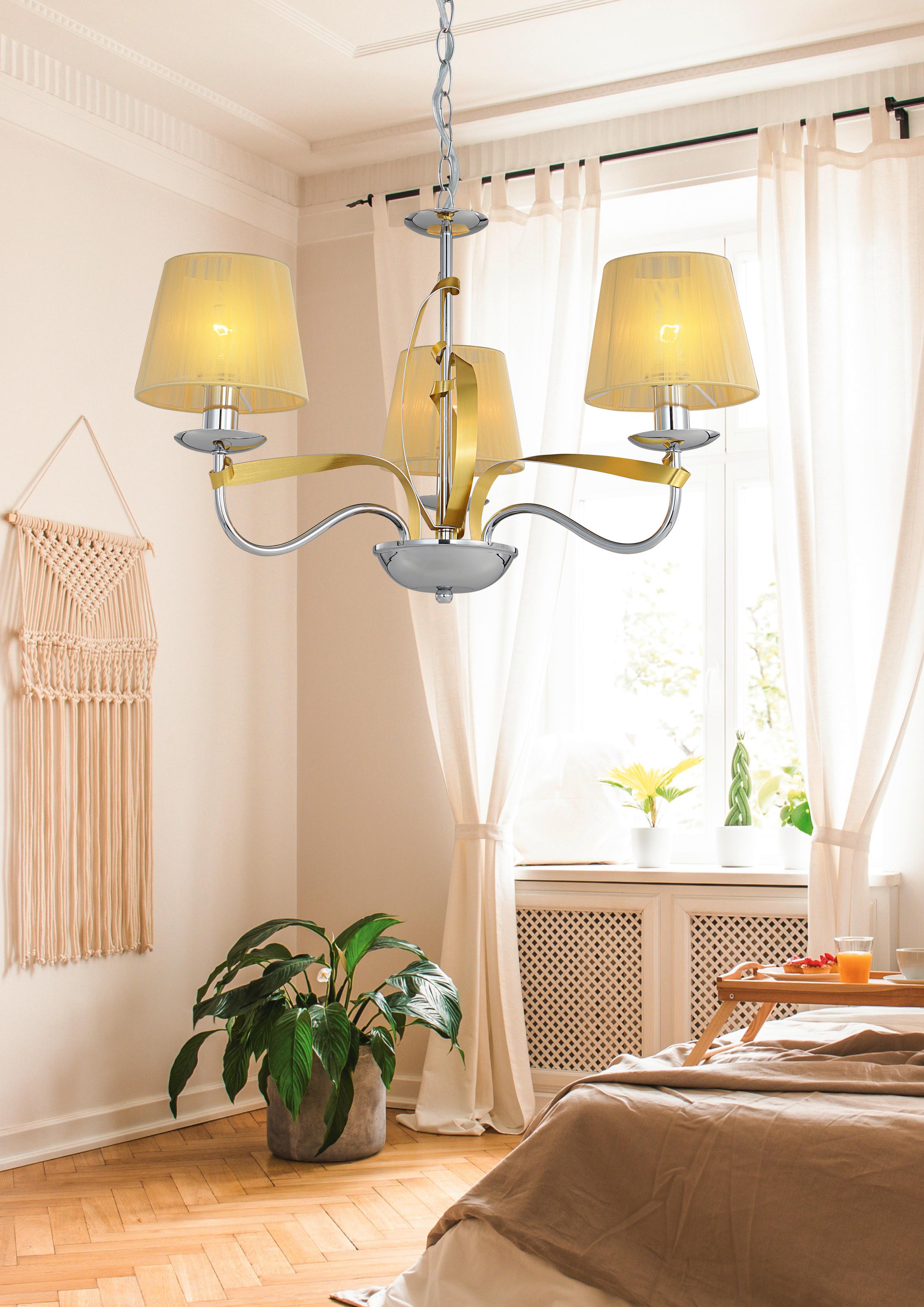 Pendelleuchte 33-55057 Diva - Chromfarben/Goldfarben, KONVENTIONELL, Metall (60/60/100cm)