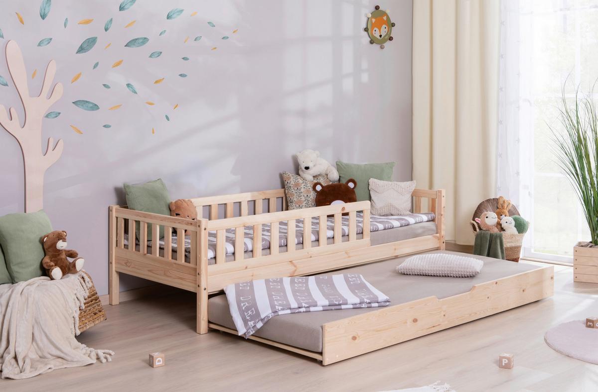 Hausbett Lou Naturfarben B: 90 Cm - Naturfarben/Weiß, MODERN, Holz/Textil (90/200cm) - MID.YOU